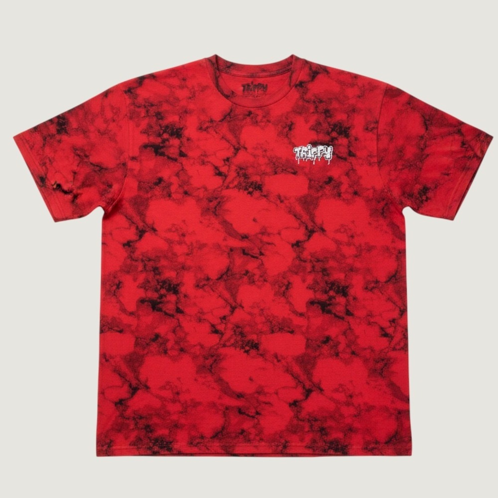 Trippy Vibes‎ Red Black Marble Tie Dye Graphic T Shirt Men Size L